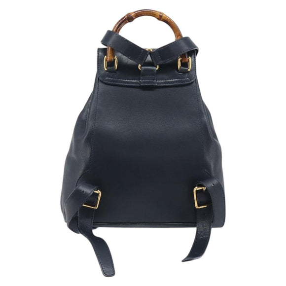 GUCCI Bamboo Rugzak Leer Zwart Goud 003 3444 0030 Auth nb256