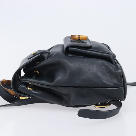 GUCCI Bamboo Rugzak Leer Zwart Goud 003 3444 0030 Auth nb256