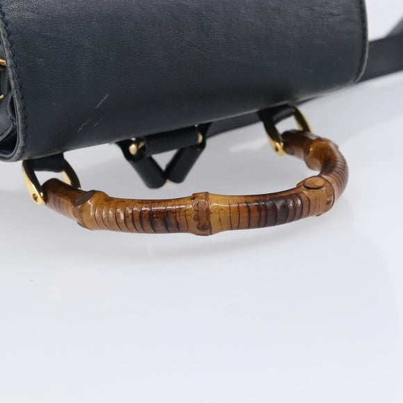 GUCCI Bamboo Rugzak Leer Zwart Goud 003 3444 0030 Auth nb256
