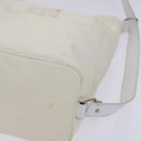 FENDI Shoulder Bag Nylon Leather Beige White Silver Auth nb296-8