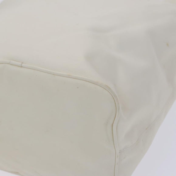 FENDI Shoulder Bag Nylon Leather Beige White Silver Auth nb296