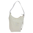 FENDI Shoulder Bag Nylon Leather Beige White Silver Auth nb296-1