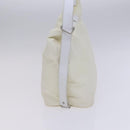 FENDI Shoulder Bag Nylon Leather Beige White Silver Auth nb296-3