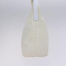 FENDI Shoulder Bag Nylon Leather Beige White Silver Auth nb296-4