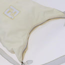 FENDI Shoulder Bag Nylon Leather Beige White Silver Auth nb296-6