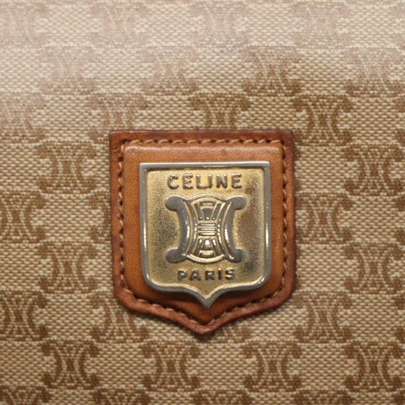 CELINE Macadam Canvas Shoulder Bag PVC Beige Gold Auth nb297