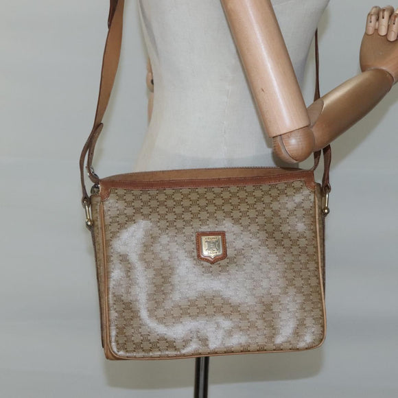CELINE Macadam Canvas Shoulder Bag PVC Beige Gold Auth nb297
