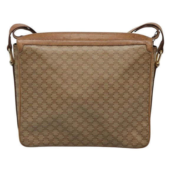 CELINE Macadam Canvas Shoulder Bag PVC Beige Gold Auth nb297