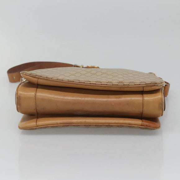 CELINE Macadam Canvas Shoulder Bag PVC Beige Gold Auth nb297