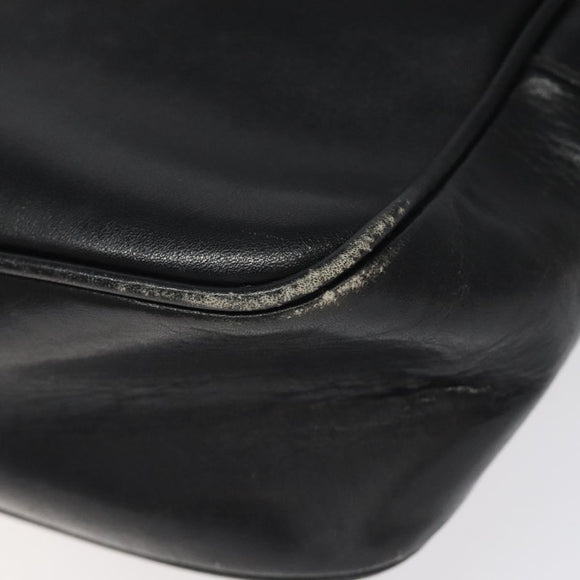 CELINE Clutch Bag Leather Black Auth nb304