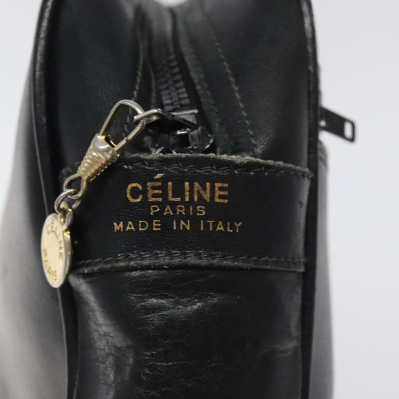 CELINE Clutch Bag Leather Black Auth nb304