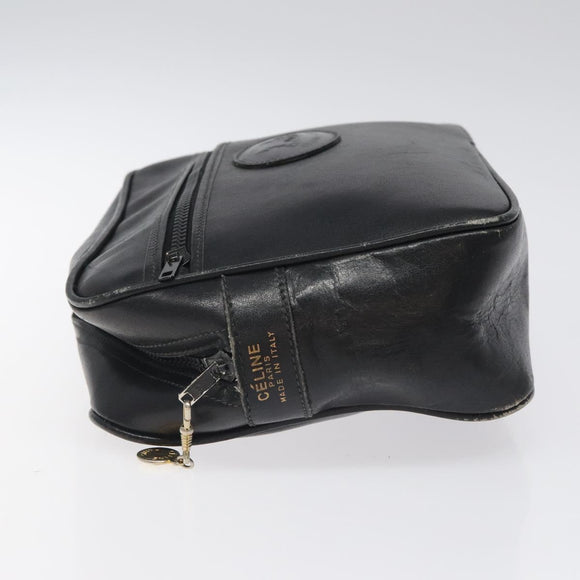 CELINE Clutch Bag Leather Black Auth nb304
