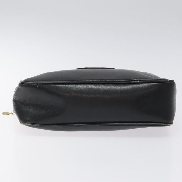 CELINE Clutch Bag Leather Black Auth nb304