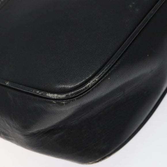 CELINE Clutch Bag Leather Black Auth nb304