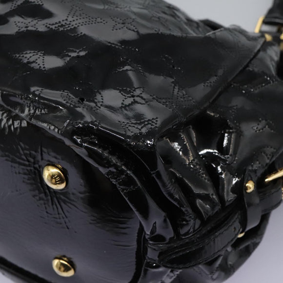 LOUIS VUITTON Monogram Mahina Surya L Bag Enamel Black M95881 LV Auth nb310