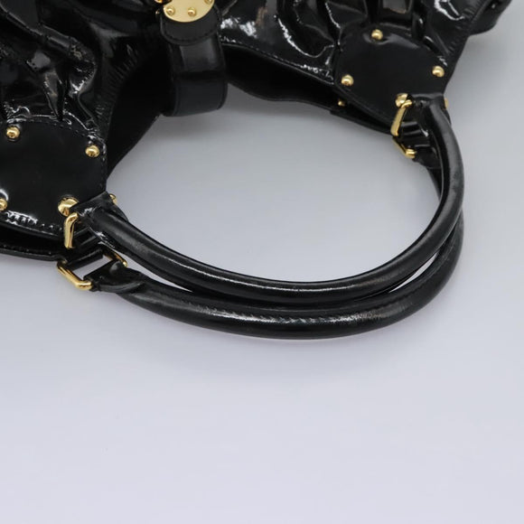 LOUIS VUITTON Monogram Mahina Surya L Bag Enamel Black M95881 LV Auth nb310