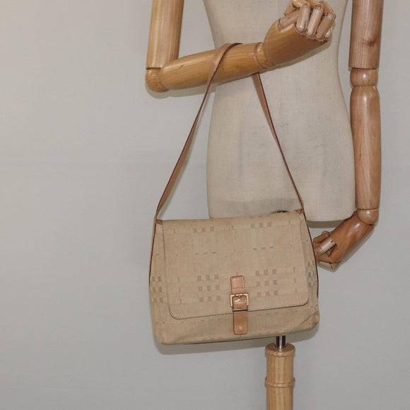 BURBERRY Nova Check Shoulder Bag Canvas Beige Auth nb311