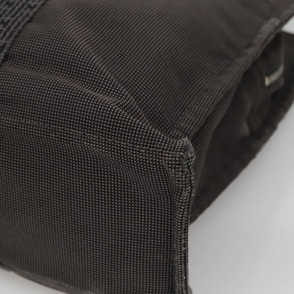 HERMES Her Line Her Line MM Hand Bag Canvas Black Silver Auth nb424