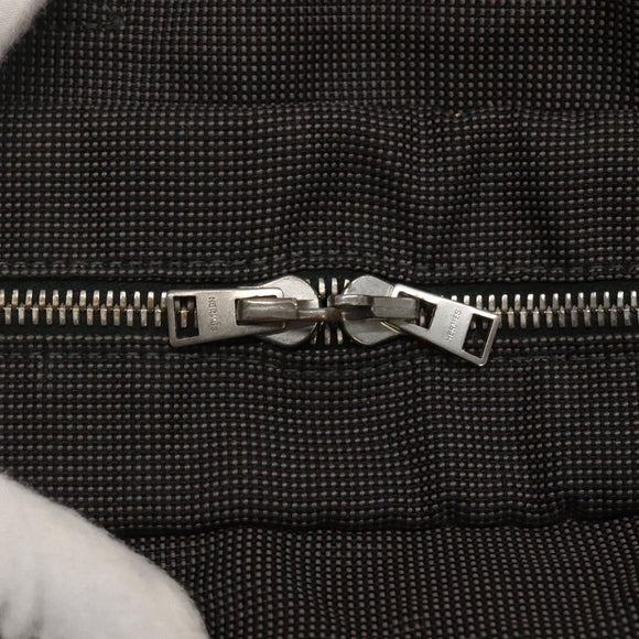 HERMES Her Line Her Line MM Hand Bag Canvas Black Silver Auth nb424