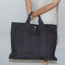 HERMES Her Line Her Line MM Hand Bag Canvas Black Silver Auth nb424-19