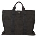 HERMES Her Line Her Line MM Hand Bag Canvas Black Silver Auth nb424-2