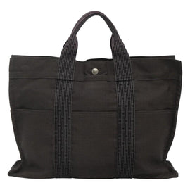 HERMES Her Line Her Line MM Hand Bag Canvas Black Silver Auth nb424 - 0