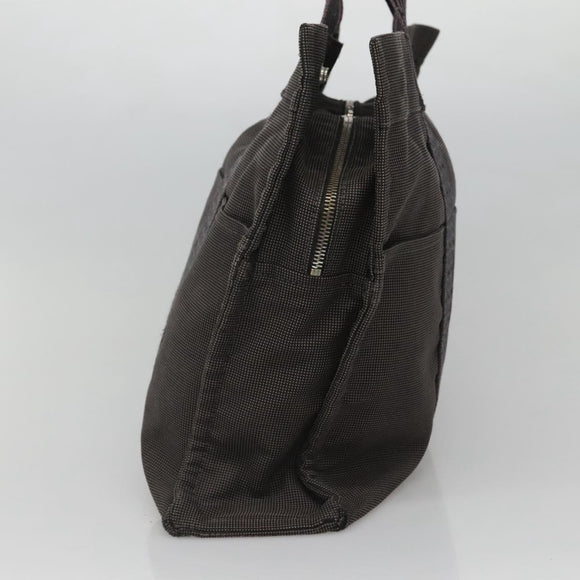 HERMES Her Line Her Line MM Hand Bag Canvas Black Silver Auth nb424