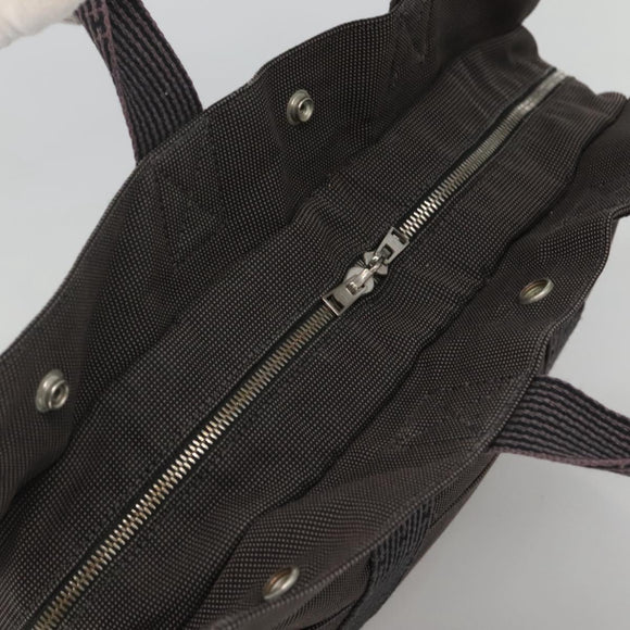 HERMES Her Line Her Line MM Hand Bag Canvas Black Silver Auth nb424