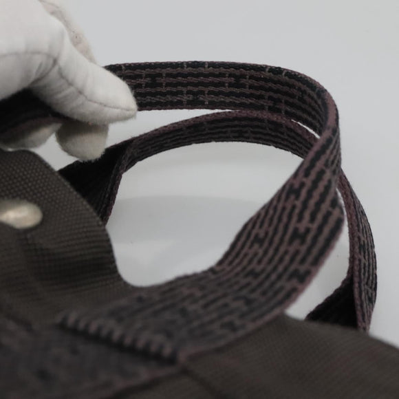 HERMES Her Line Her Line MM Hand Bag Canvas Black Silver Auth nb424