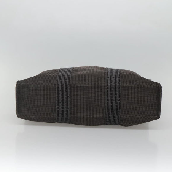 HERMES Her Line Her Line MM Hand Bag Canvas Black Silver Auth nb424