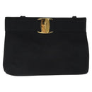 Salvatore Ferragamo Shoulder Bag Suede Black Gold Auth nb434-13