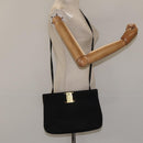 Salvatore Ferragamo Shoulder Bag Suede Black Gold Auth nb434-20