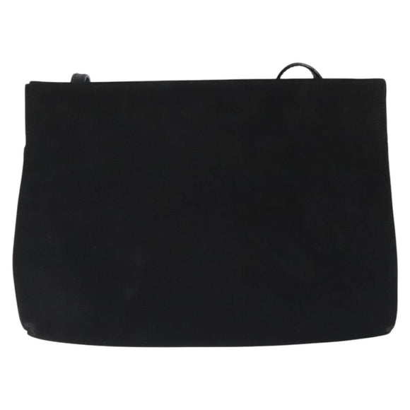 Salvatore Ferragamo Shoulder Bag Suede Black Gold Auth nb434