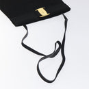 Salvatore Ferragamo Shoulder Bag Suede Black Gold Auth nb434-7