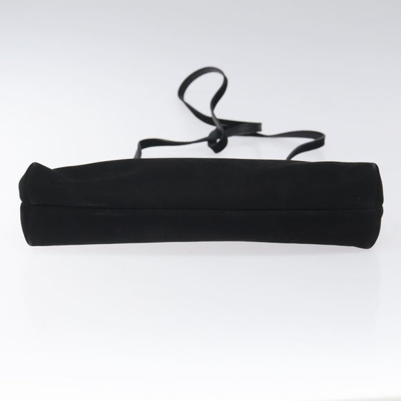 Salvatore Ferragamo Shoulder Bag Suede Black Gold Auth nb434