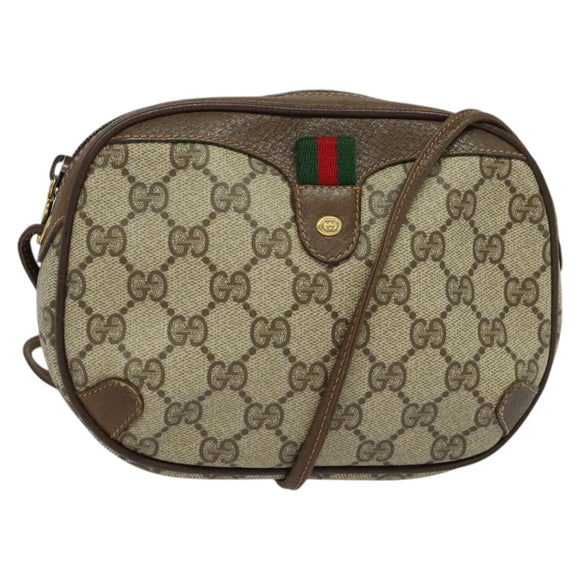GUCCI GG Supreme Web Sherry Line Shoulder Bag PVC Beige 89 02 066 Auth nb440