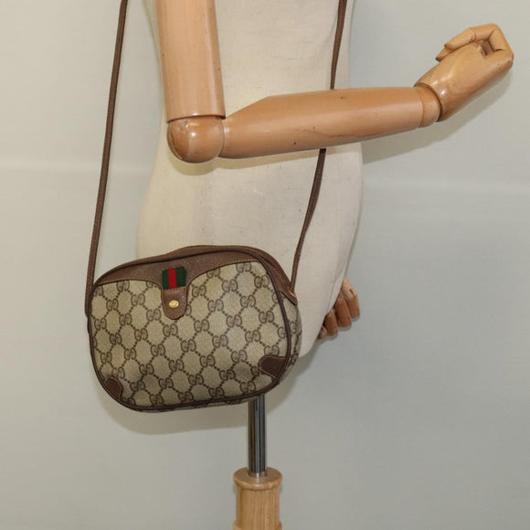 GUCCI GG Supreme Web Sherry Line Shoulder Bag PVC Beige 89 02 066 Auth nb440