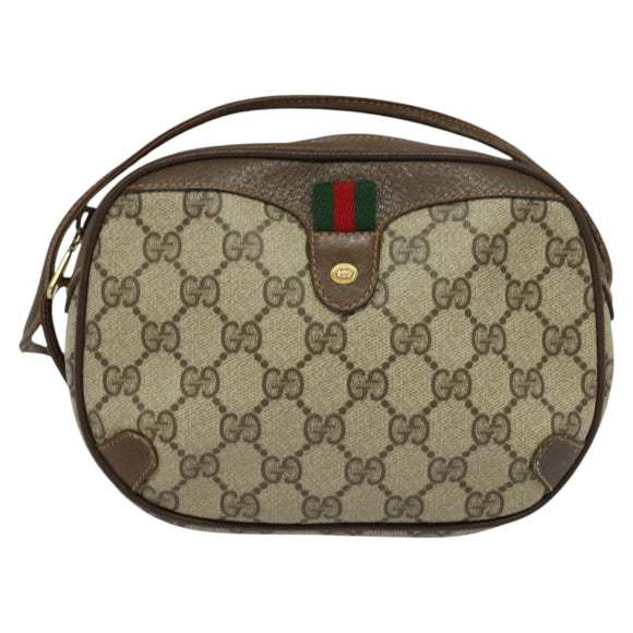 GUCCI GG Supreme Web Sherry Line Shoulder Bag PVC Beige 89 02 066 Auth nb440