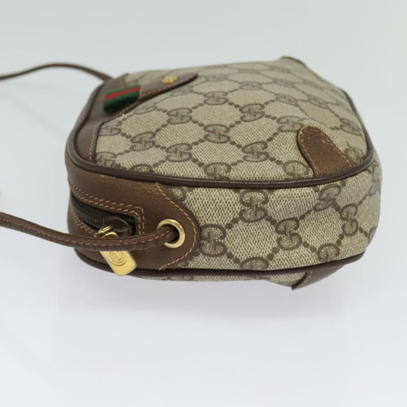 GUCCI GG Supreme Web Sherry Line Shoulder Bag PVC Beige 89 02 066 Auth nb440