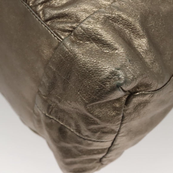 GUCCI Shoulder Bag Leather Silver Gold 197061 Auth nb455