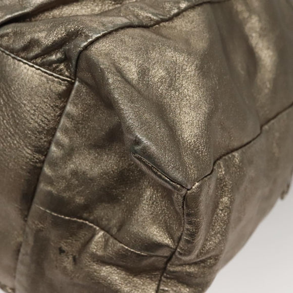 GUCCI Shoulder Bag Leather Silver Gold 197061 Auth nb455