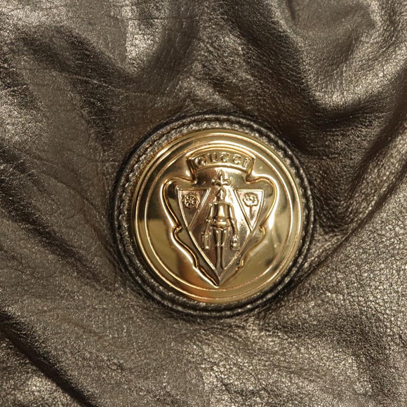 GUCCI Shoulder Bag Leather Silver Gold 197061 Auth nb455