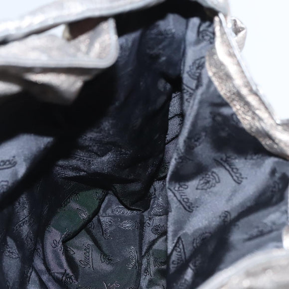 GUCCI Shoulder Bag Leather Silver Gold 197061 Auth nb455