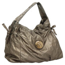 GUCCI Shoulder Bag Leather Silver Gold 197061 Auth nb455-1