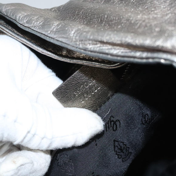 GUCCI Shoulder Bag Leather Silver Gold 197061 Auth nb455