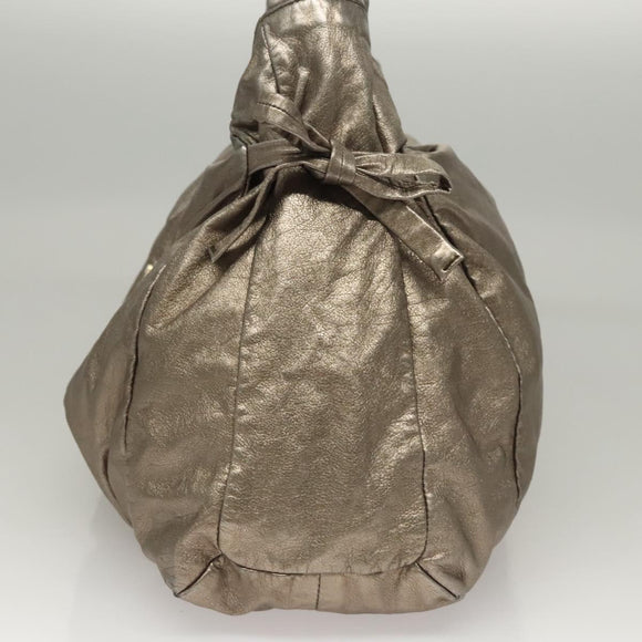 GUCCI Shoulder Bag Leather Silver Gold 197061 Auth nb455