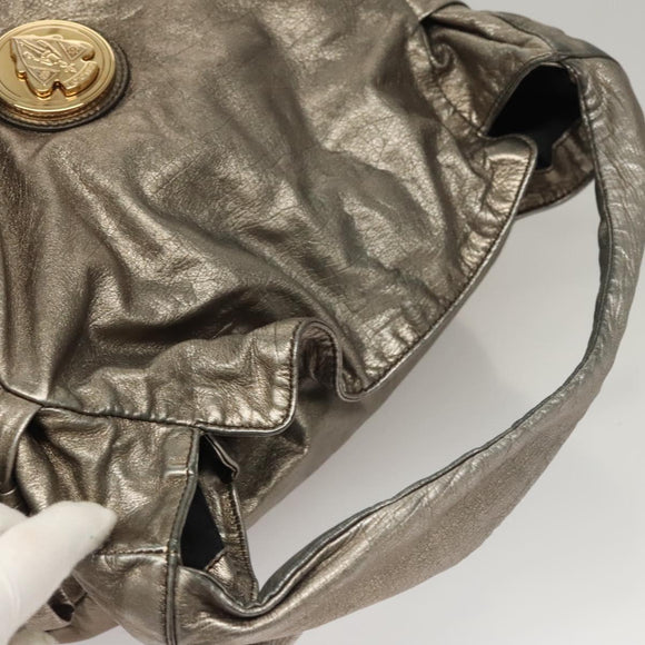 GUCCI Shoulder Bag Leather Silver Gold 197061 Auth nb455
