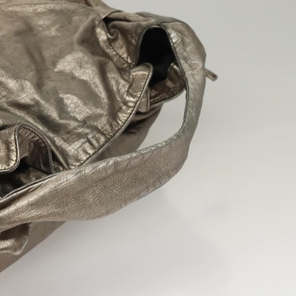 GUCCI Shoulder Bag Leather Silver Gold 197061 Auth nb455