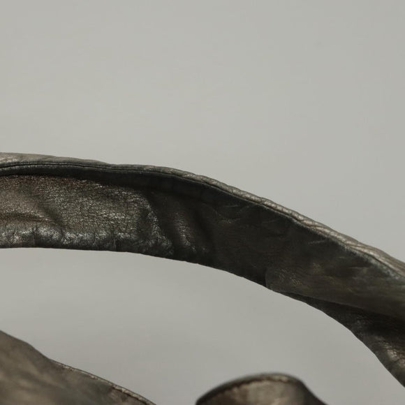 GUCCI Shoulder Bag Leather Silver Gold 197061 Auth nb455