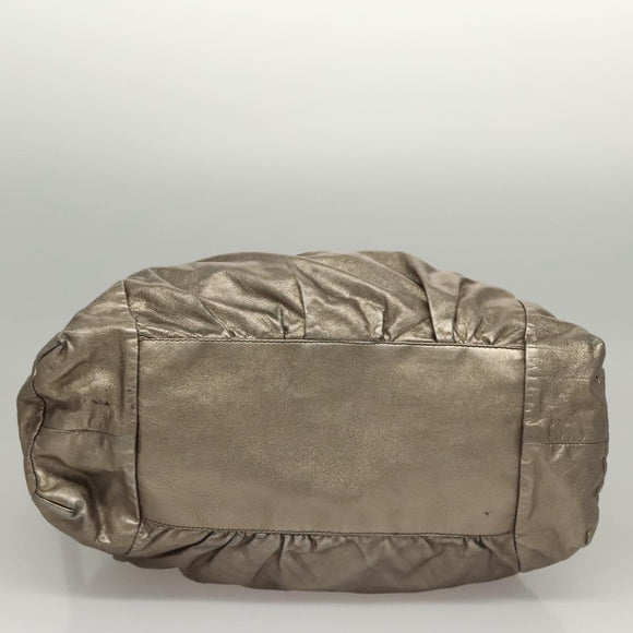 GUCCI Shoulder Bag Leather Silver Gold 197061 Auth nb455